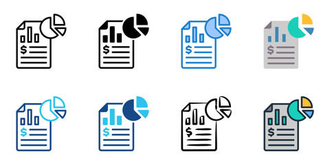 Fototapeta premium Financial report icon set multiple style collection 