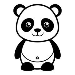 Fototapeta premium baby panda in front view outline silhouette vector