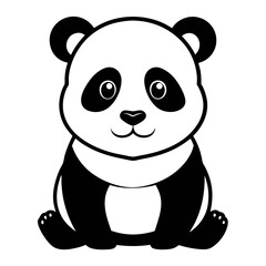 Fototapeta premium baby panda in front view outline silhouette vector