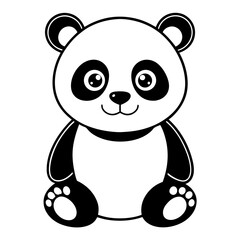 Obraz premium baby panda in front view outline silhouette vector
