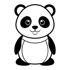 Naklejka premium baby panda in front view outline silhouette vector