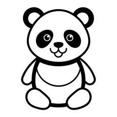 Fototapeta premium baby panda in front view outline silhouette vector