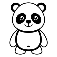 Naklejka premium baby panda in front view outline silhouette vector