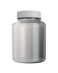 Glasses medicine bottle on white background. Isolated 3D illustration