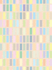 Geometric pattern with colorful squares. Brick wall background. Trendy creative vector pattern with colorful pastel bricks and copy space for text. Ideal for poster, banner, card, sale, invitation.