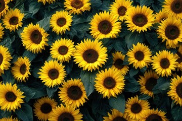 field of blooming sunflowers 