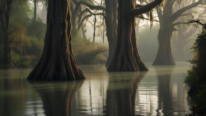 Sunlight Through the Swamp Trees