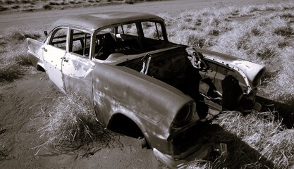old car in desert