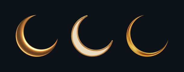 Set of Golden Crescent. Vector illustration.