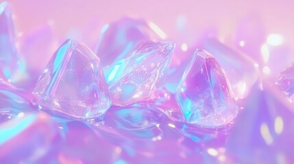 Iridescent Crystal Fragments: Dreamlike Pastel Hues and Shimmering Reflections