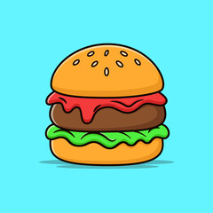 Cartoon Burger Fast Food Illustration