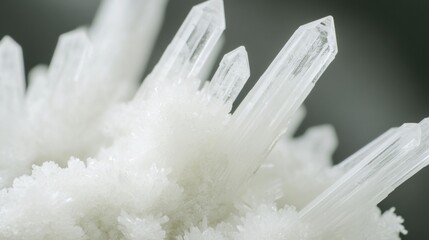 Close-up of a Cluster of Pristine, Radiating White Crystals