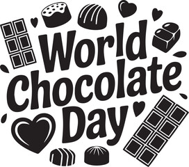 World chocolate day celebration with assorted chocolates and hearts