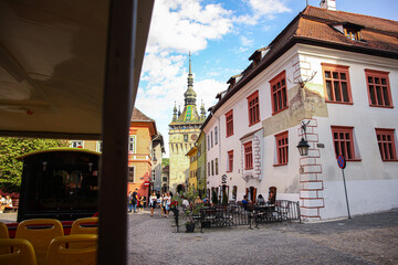 Main Square of the Medieval Town in Sighisoara, Romania – Historic Landmark in Transylvania