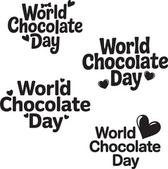World chocolate day celebration with heart symbols in black and white