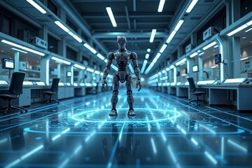 Fototapeta premium Cutting-Edge Industrial Complex Features State-of-the-Art Futuristic Robotics Laboratory