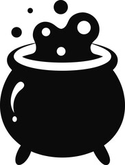 Bubbling Cauldron With Potion Brewing Mystical Elixir