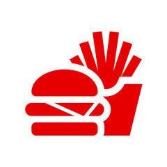 Burger Fries vector icon simple symbol in flat style. Food court icon set. Cafe or restaurant signs, canteens