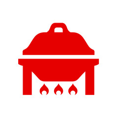 chafing dish with a partially lid icon vector red, black