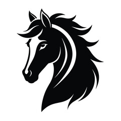 Majestic Black Stallion Horse Head Silhouette Elegant Vector Illustration for Design Projects