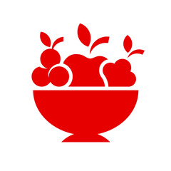 Plate fruit icon. Simple style. Vegetable bowl sign, healthy foods diet concept. vector illustration design isolated