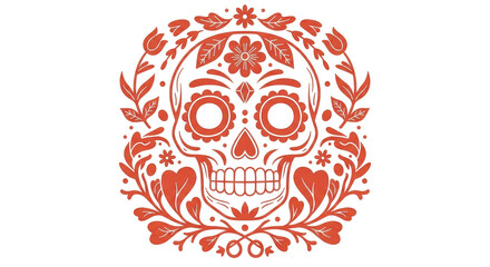 Isolated Ornate Day of the Dead Skull