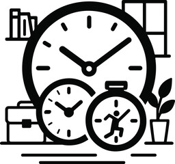 Timekeeper&rsquo;s Workspace &ndash; Multi-Clock Productivity Symbol