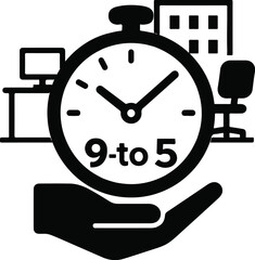 Hand-Held Stopwatch with 9-to-5 Office Theme