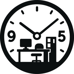 9-to-5 Workday Clock with Office Elements