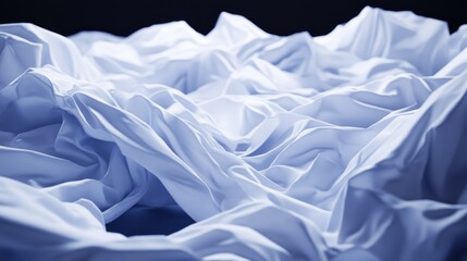 Abstract Blue Fabric Landscape: Flowing Drapes, Soft Light, Serene Texture.