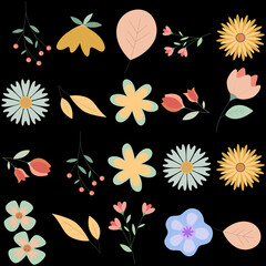 Florar Pattern. Abstract Floral Background Design with Artistic Botanical Elements