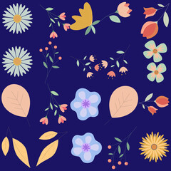 Florar Pattern. Abstract Floral Background Design with Artistic Botanical Elements