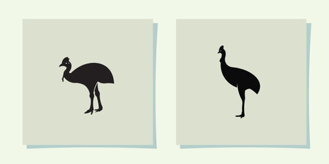 Cassowary bird silhouette logo design, simple cassowary vector logo with black color