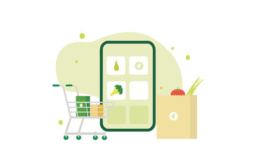 editable professional vegan shopping icon with white background featuring digital orders eps