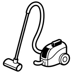 Minimalist Vacuum Cleaner Illustration – Flat Art Style, No People