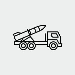 Missile launcher truck outline icon military vehicle with rocket system