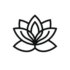 Elegant, simplified flower symbol in bold black lines with clean minimal aesthetic in Adobe Illustrator Artwork