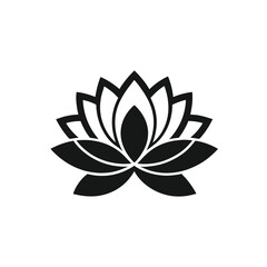 Zen-inspired flower in minimalist brush-style silhouette, centered on white background in Adobe Illustrator Artwork