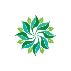 Abstract floral silhouette icon with swirling petals and leaves, combining geometry with natural forms in Adobe Illustrator Artwork