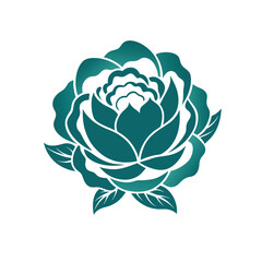 Vintage-inspired silhouette icon of a blooming peony flower with detailed petal layers in Adobe Illustrator Artwork