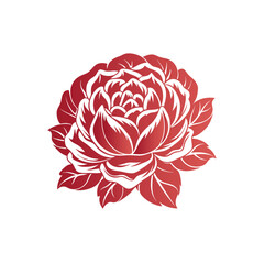 Vintage-inspired silhouette icon of a blooming peony flower with detailed petal layers in Adobe Illustrator Artwork