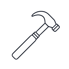 Minimalist black and white hammer icon on plain background, symbolism of construction
