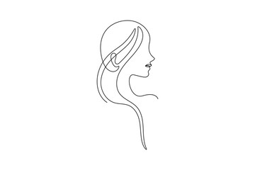 Minimalist female face outline in one line style vector illustration for modern artwork