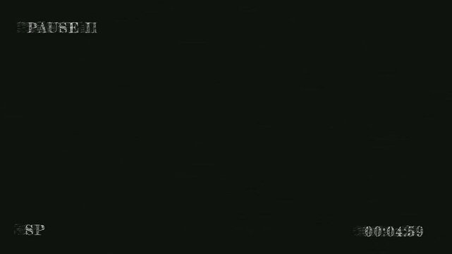 VHS tape "Pause "  with challk and glitch effect animation