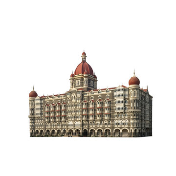 Elegant Taj Hotel isolated on white &ndash; perfect for travel websites, ads, and brochures. High-quality PNG with transparent background