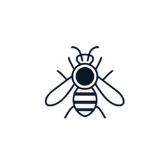 Obraz premium Minimalist bee icon on plain white background, symbol of nature