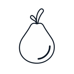 Minimalist black and white pear icon against plain white background, simplicity