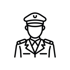 Outline illustration of a police officer or military personnel icon