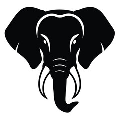 Majestic Elephant Head Silhouette A Striking Vector Illustration of an African Elephant's Powerful Presence