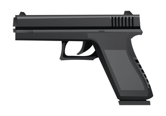Handgun, a firearm typically carried by law enforcement officers for protection and duty. Vector cartoon illustration